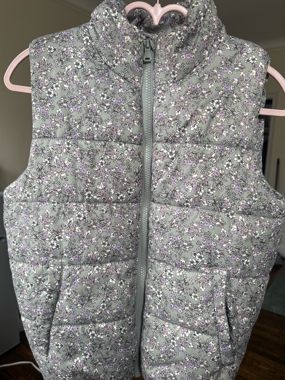 H&M Quilted Floral Vest in Gray and Lavender